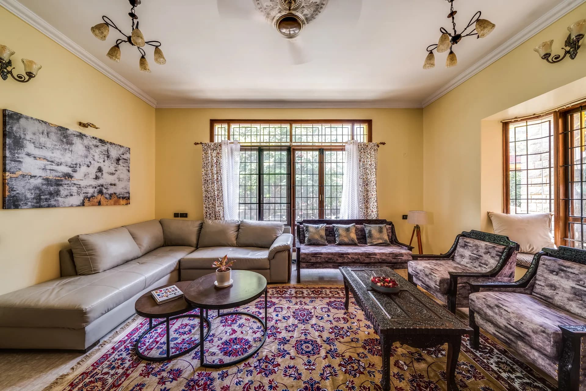 The living room at Waterfall Manor, a Spacez home in HSR Layout, Bengaluru